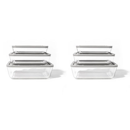 Glass Food Storage Set with Airtight Lids - Nesting, Space-Saving, BPA-Free, Microwave, Oven & Dishwasher Safe
