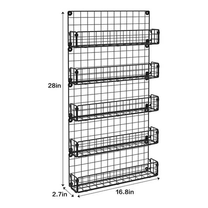 Spice Rack Organizer, 5-Tier Wall Spice Rack - 2.55"D x 17"W x 29"H