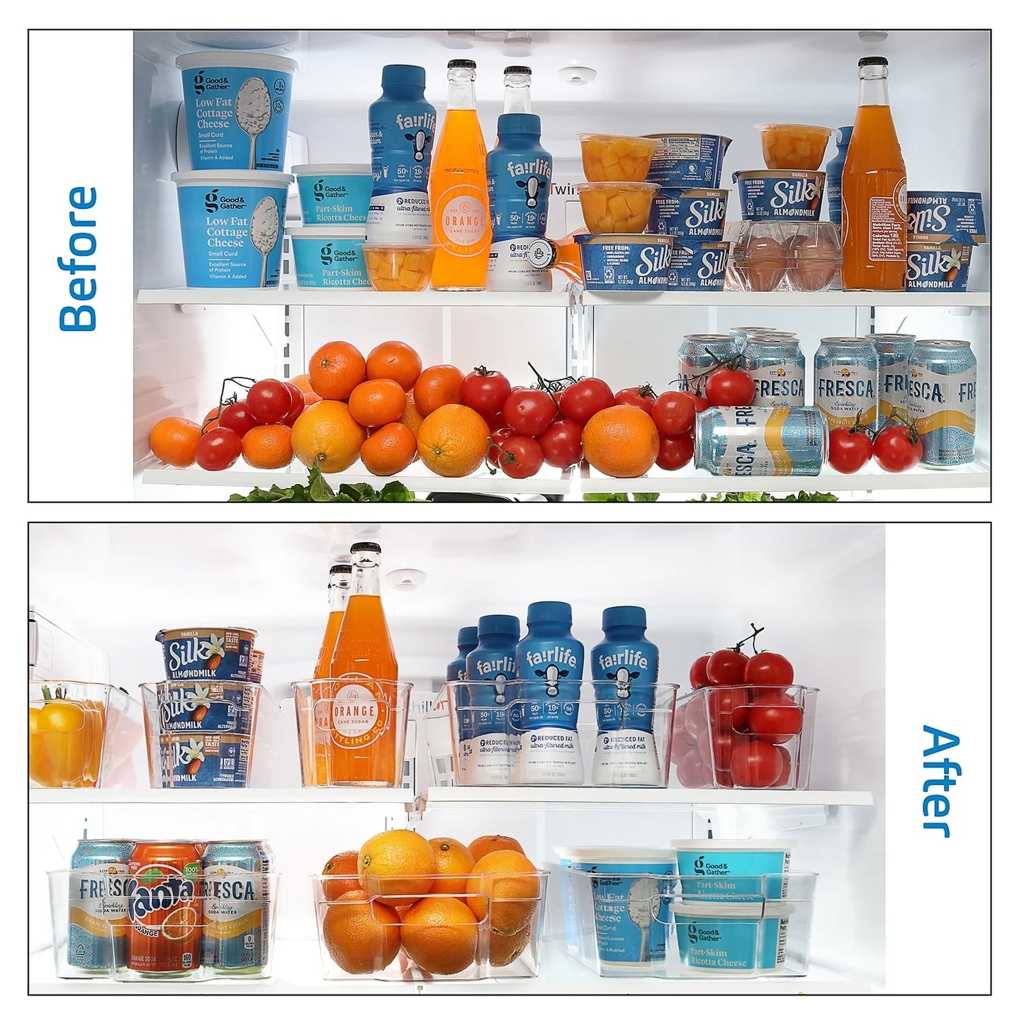 StorageBud Refrigerator Organizer Bins - Stackable Fridge Storage Containers - 14 Piece Set