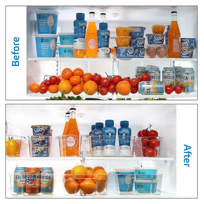 StorageBud Refrigerator Organizer Bins - Stackable Fridge Storage Containers - 14 Piece Set