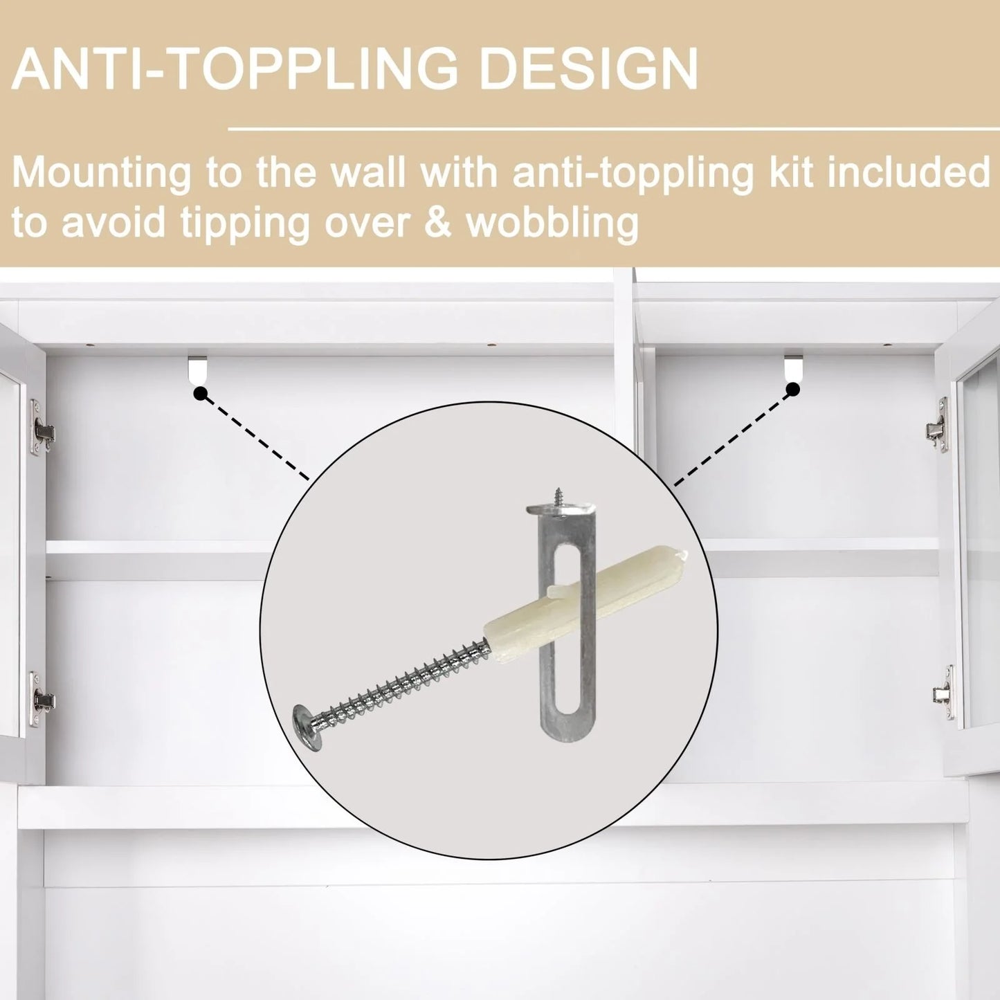 VEIKOUS Pantry Kitchen Cabinet Storage with Microwave Stand and 3 Adjustable Shelves