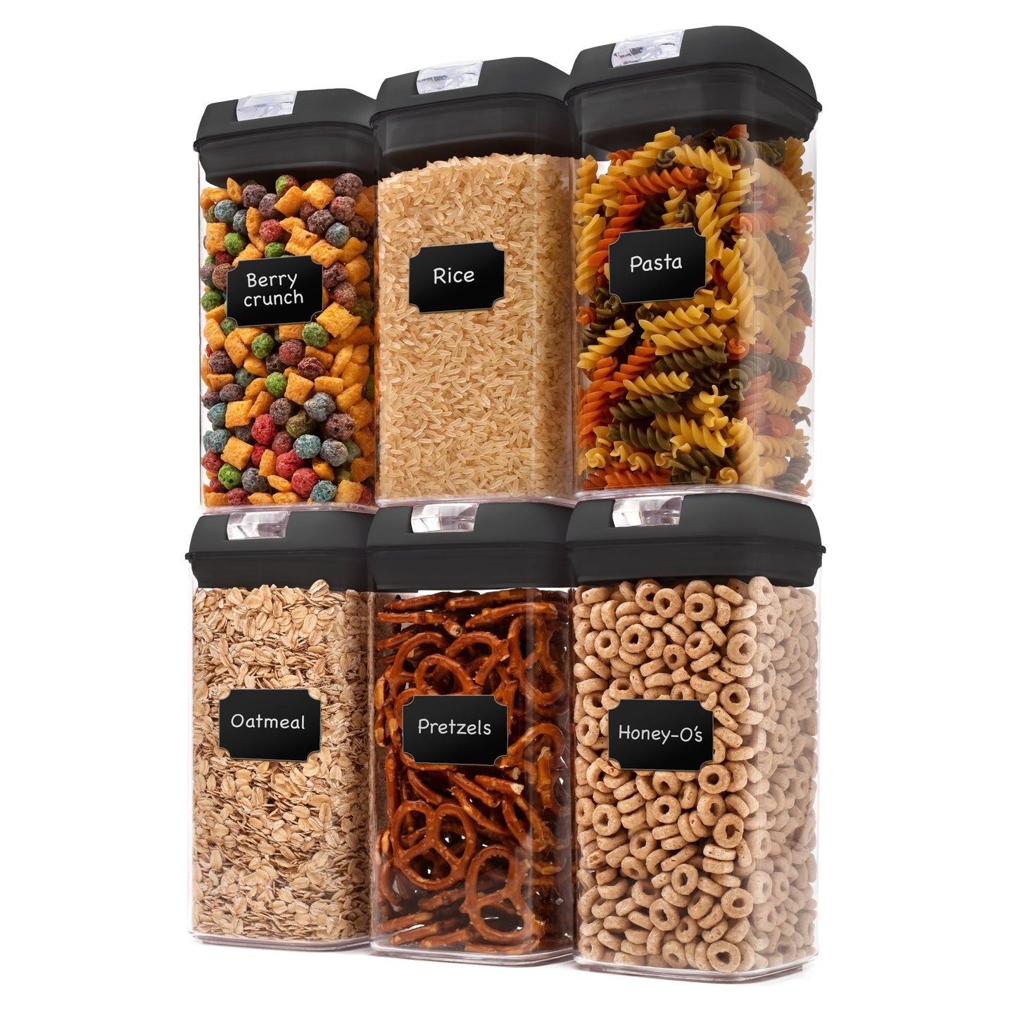 Cheer Collection Set of 6 Uniform Size Airtight Food Storage Containers