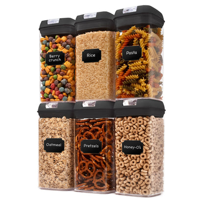 Cheer Collection Set of 6 Uniform Size Airtight Food Storage Containers