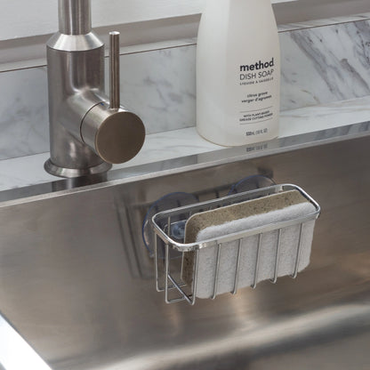 Simply Kitchen Details Silvertone Chrome Iron Suction-mount Sponge Holder - 5.5" x 2.0" x 2.5"