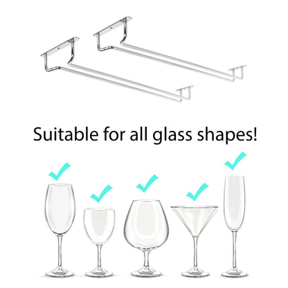 Wallniture Brix Stemware Wine Glass Rack Under Cabinet Storage Metal Glass Hanger (Set of 2)