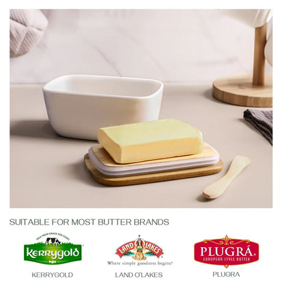 DOWAN 6.5" Large Butter Dish - Ceramic Butter Dish with Lid, White
