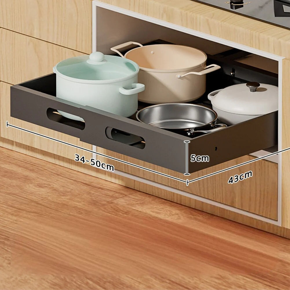 Slide Out Cabinet Organizer Kitchen Telescopic Drawer, Extendable Kitchen Storage Shelf Basket Drawer Slide Out Organizer