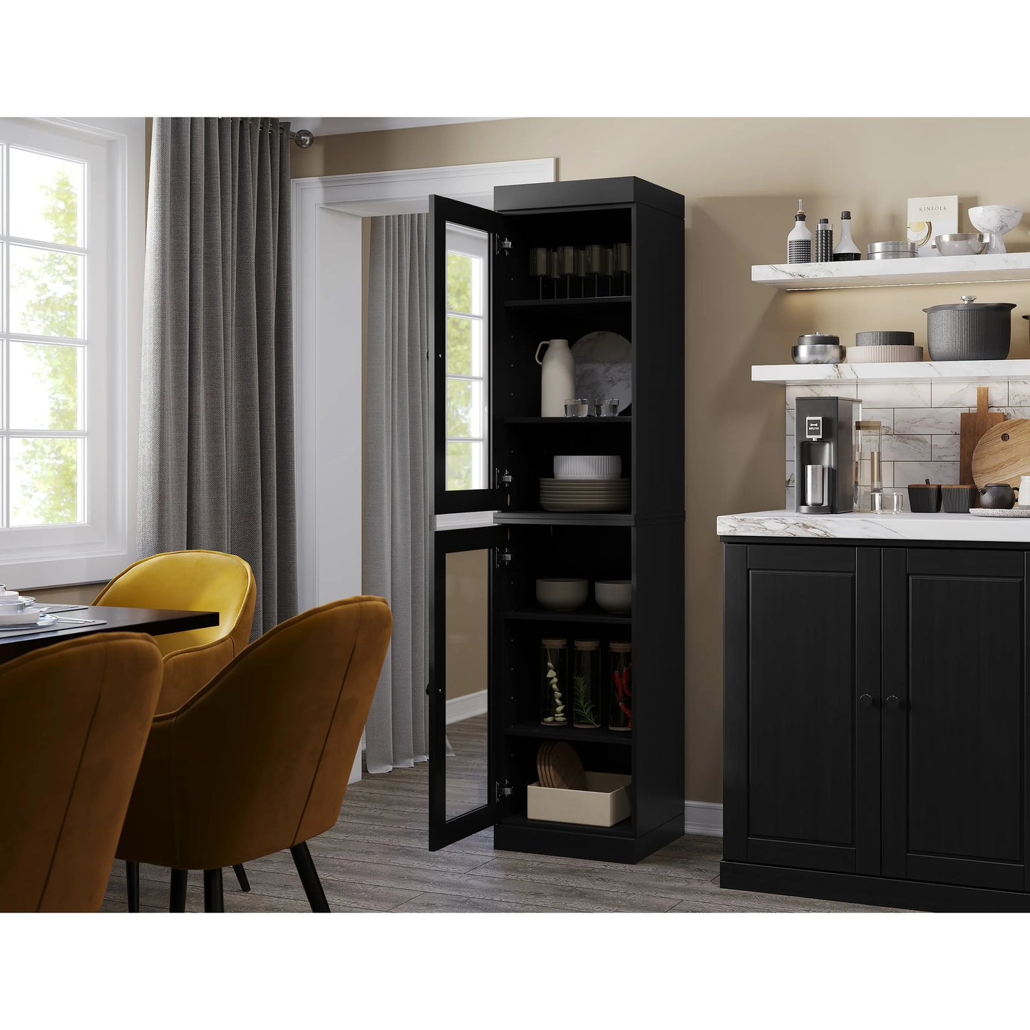 100% Solid Wood 16.5" Kitchen Pantry Cabinet with Doors by Palace Imports