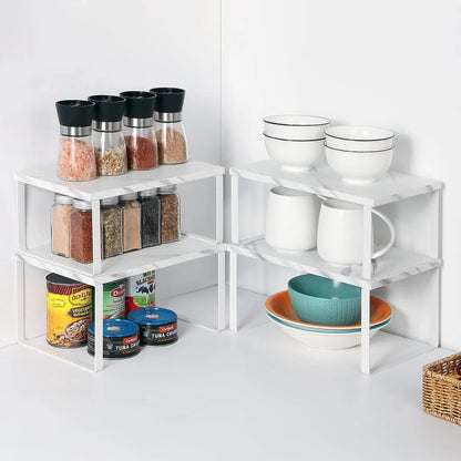 Stackable Kitchen Cabinet Shelves Organizer