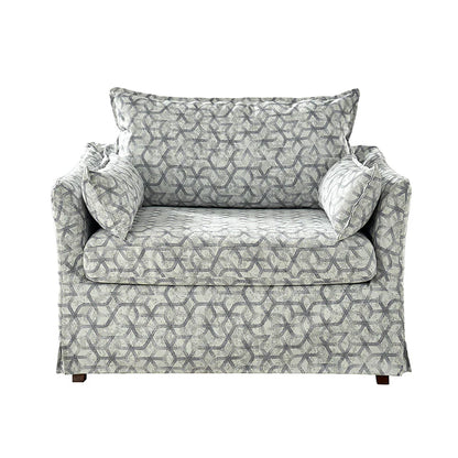 Miles Slipcovered Armchair with Large Ottoman