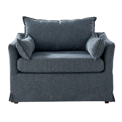Miles Slipcovered Armchair with Large Ottoman