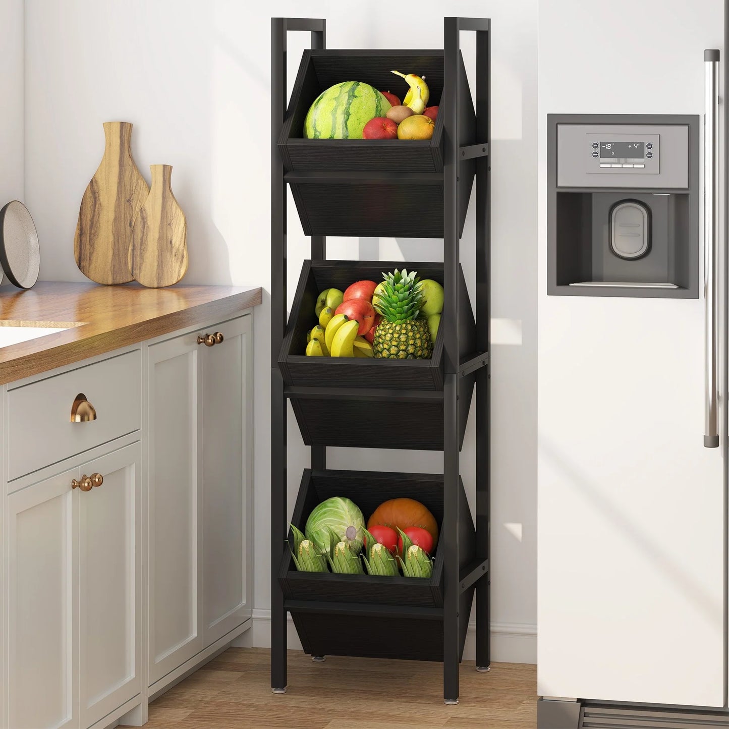 Vertical Standing Basket Storage Tower for Kitchen Bathroom Living Room