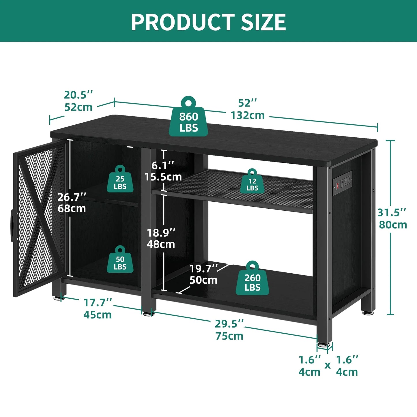 Moasis 55-75 Gallon Aquarium Stand with Power Outlets,Fish Tank Stand with Storage Cabinet
