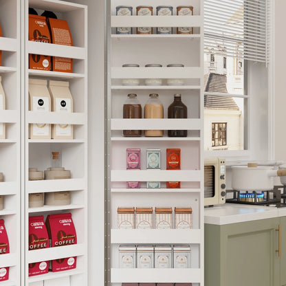 White Storage Cabinet: Kitchen Pantry, Buffet, Large 72.2"H Bookshelf