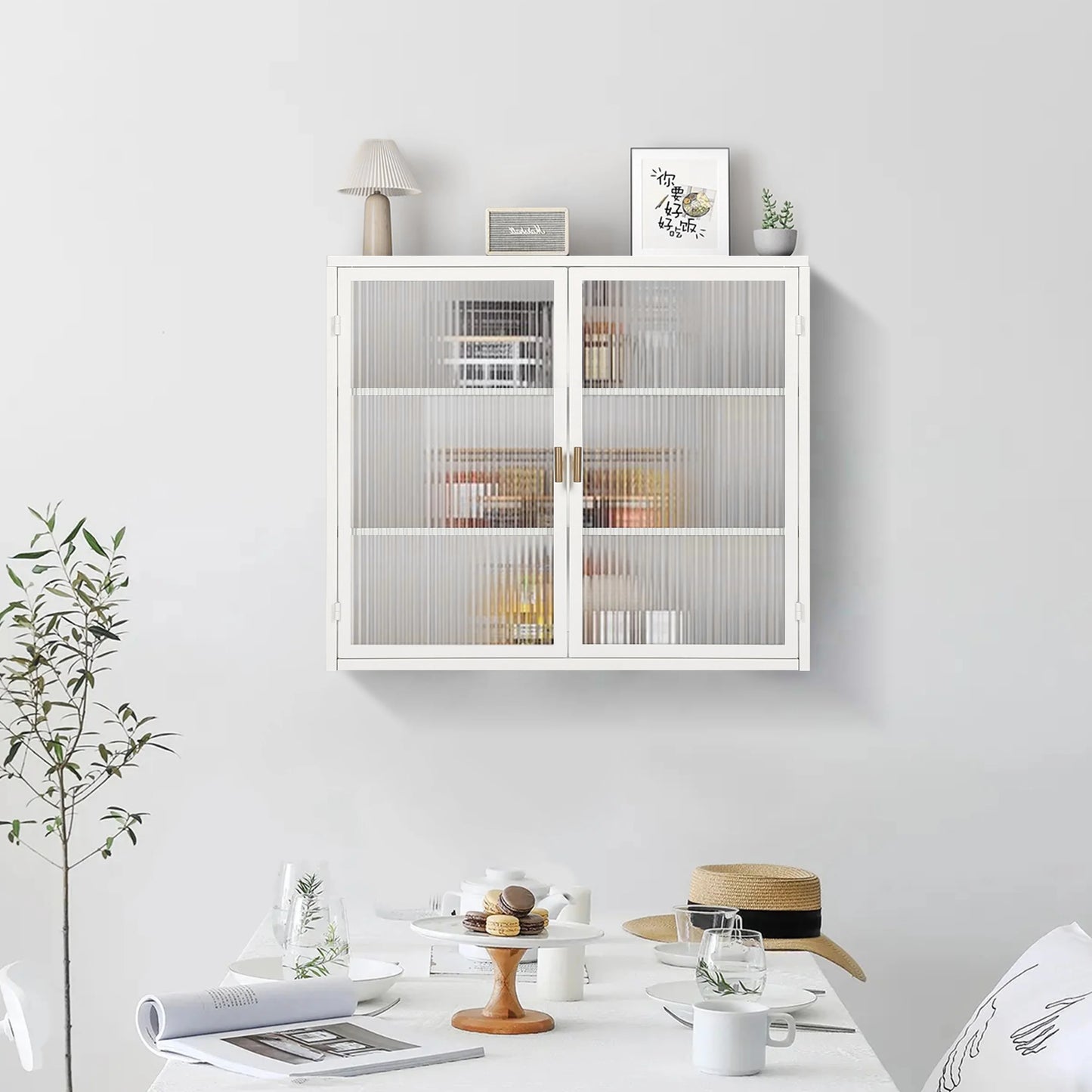 Retro Style Glass Door Wall Cabinet