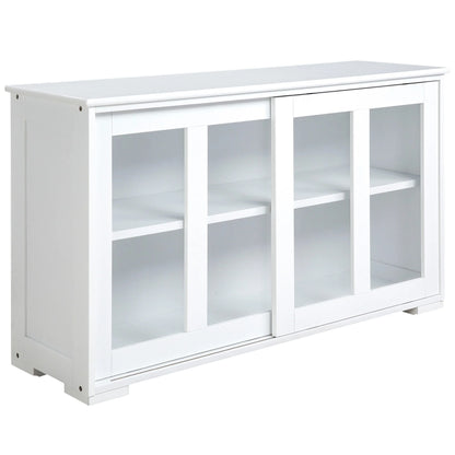 HOMCOM Modern Kitchen Sideboard, Stackable Storage Cabinet, Sliding Glass Door Console, Cupboard Serving Buffet for Kitchen