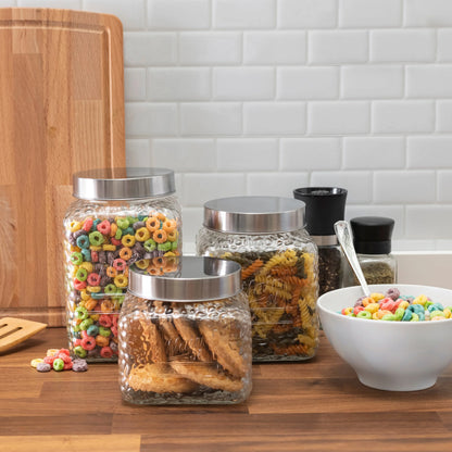 Main St Hammered Glass Canisters Set Of 3