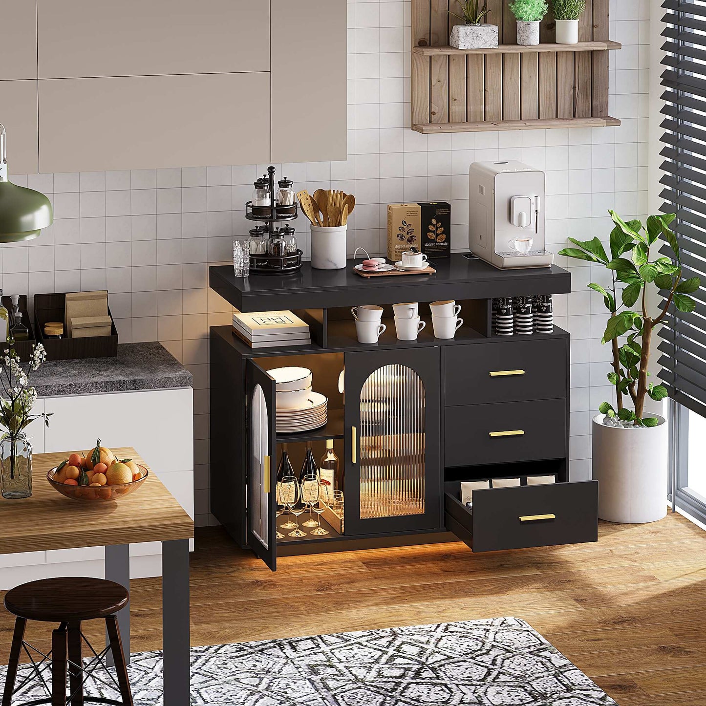 39''Wide Sideboard With LED Light - N/A