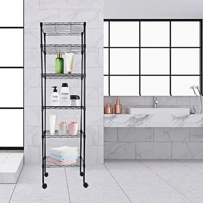 6-Tier Steel Wire Shelving with Wheels Adjustable Storage Units