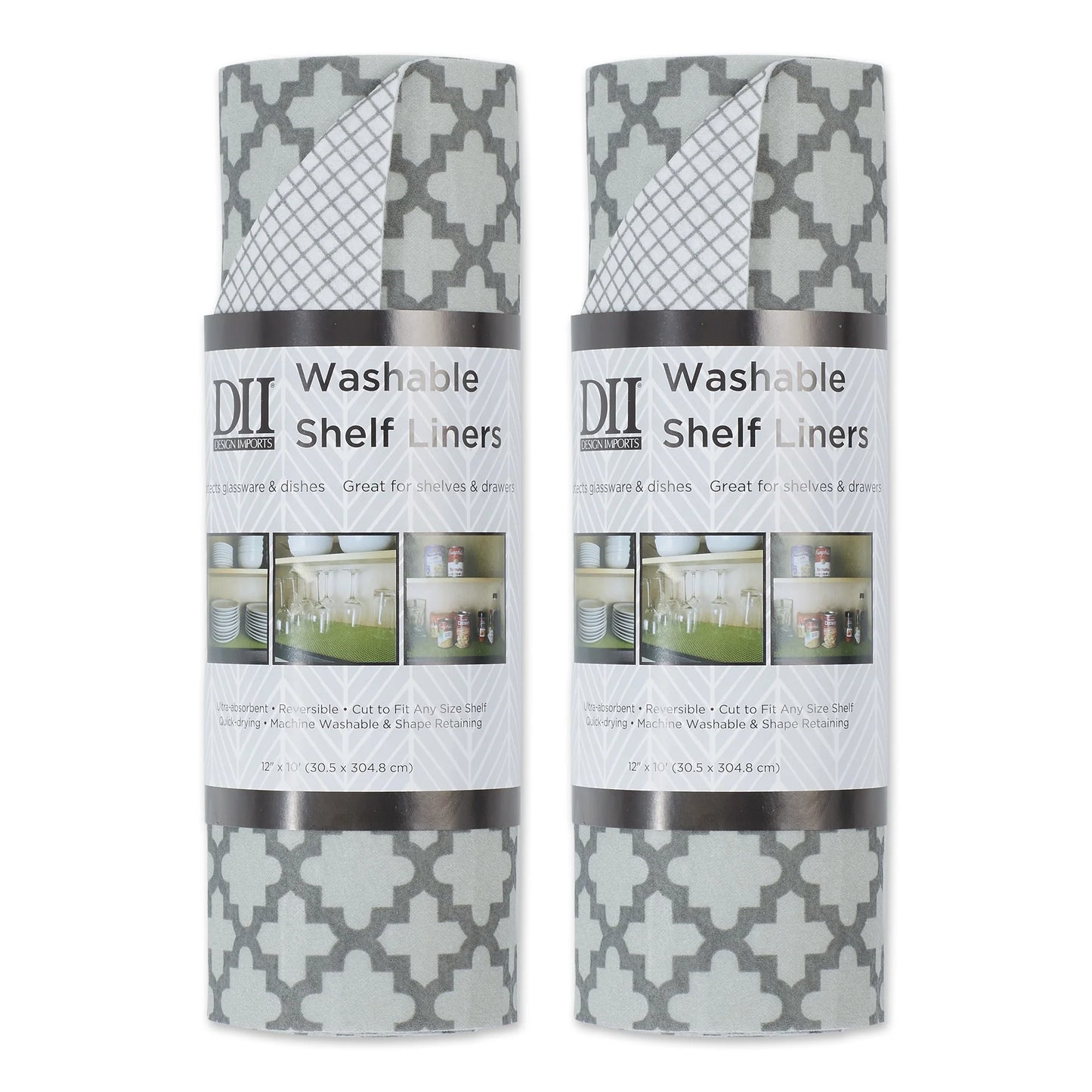 DII Grey Lattice Shelf Liner (Set of 2)