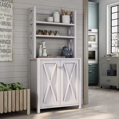 Figg Rustic Wood Multi-shelf Microwave Cabinet by Furniture of America