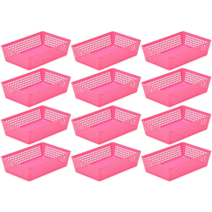 12-Pack Plastic Storage Baskets for Office Drawer, Classroom Desk