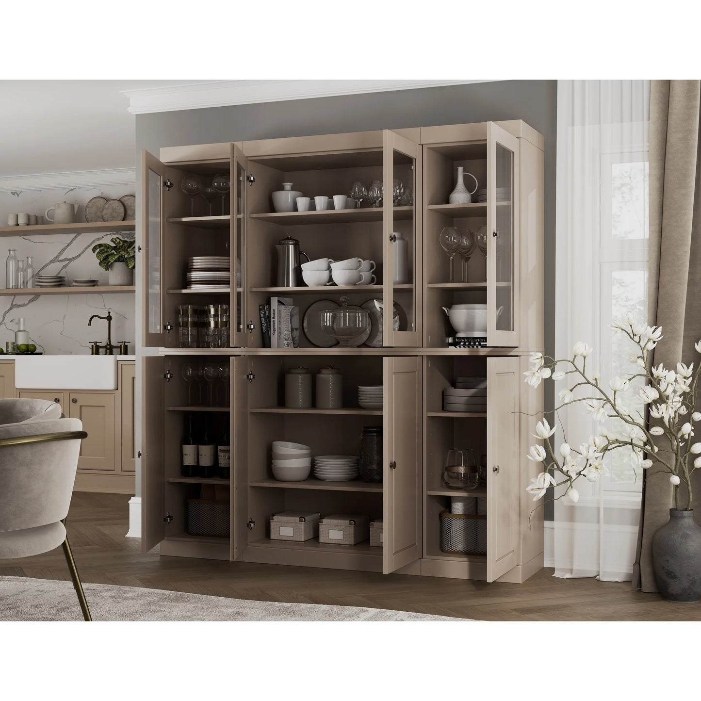 100% Solid Wood 65" Kitchen China Pantry Buffet by Palace Imports - 65" x 71.5"