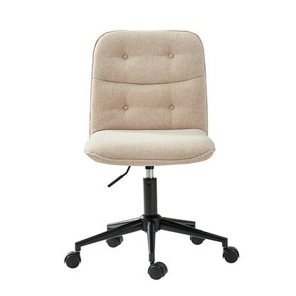 Leonhard Upholstered Swivel Task Chair: Plush Velvet Feel with Linen-Inspired Fabric, Adjustable Height, and Wheels