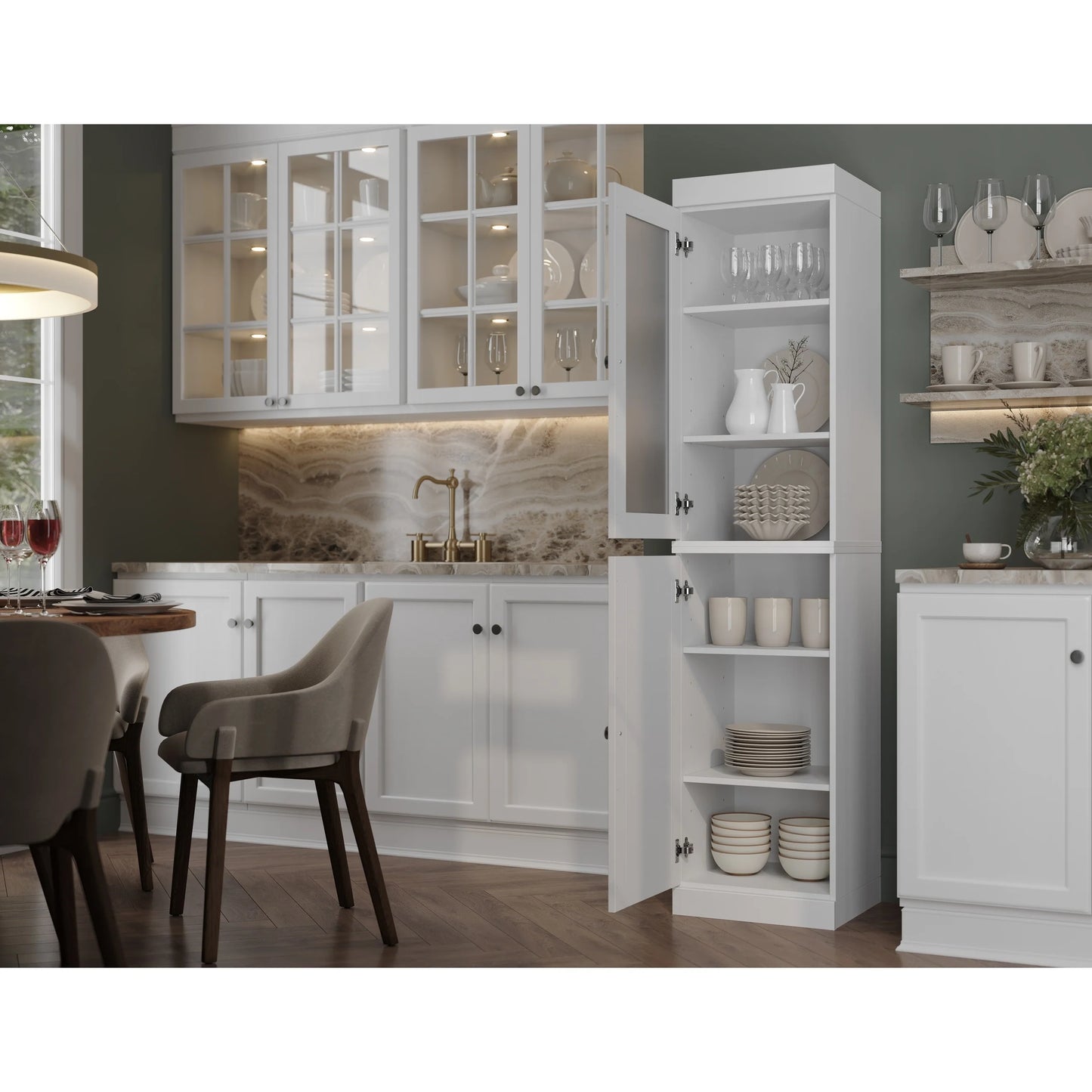 100% Solid Wood 16.5" Kitchen Pantry Cabinet with Doors by Palace Imports
