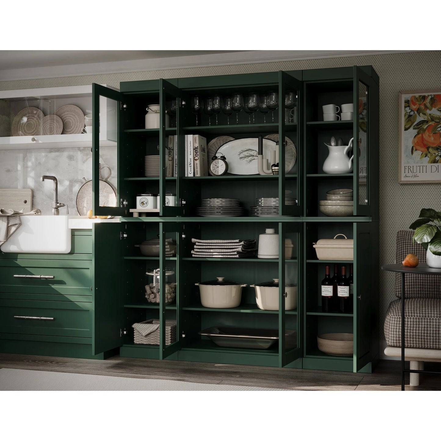 100% Solid Wood 65" Kitchen China Pantry Buffet by Palace Imports - 65" x 71.5"