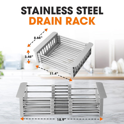 Cheer Collection Sink Drying Rack - Over The Sink Retractable Sink Strainer