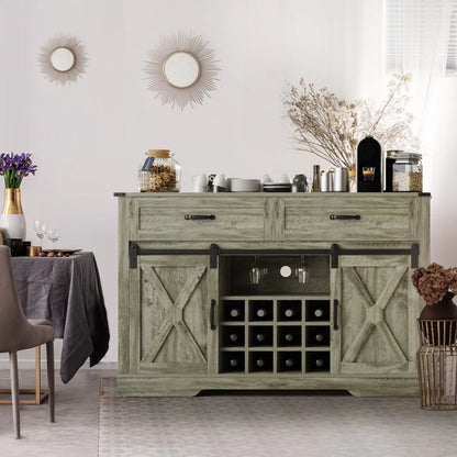 Royalcraft 51.96 Inch Bar Cabinet with Wine Rack and Large Storage