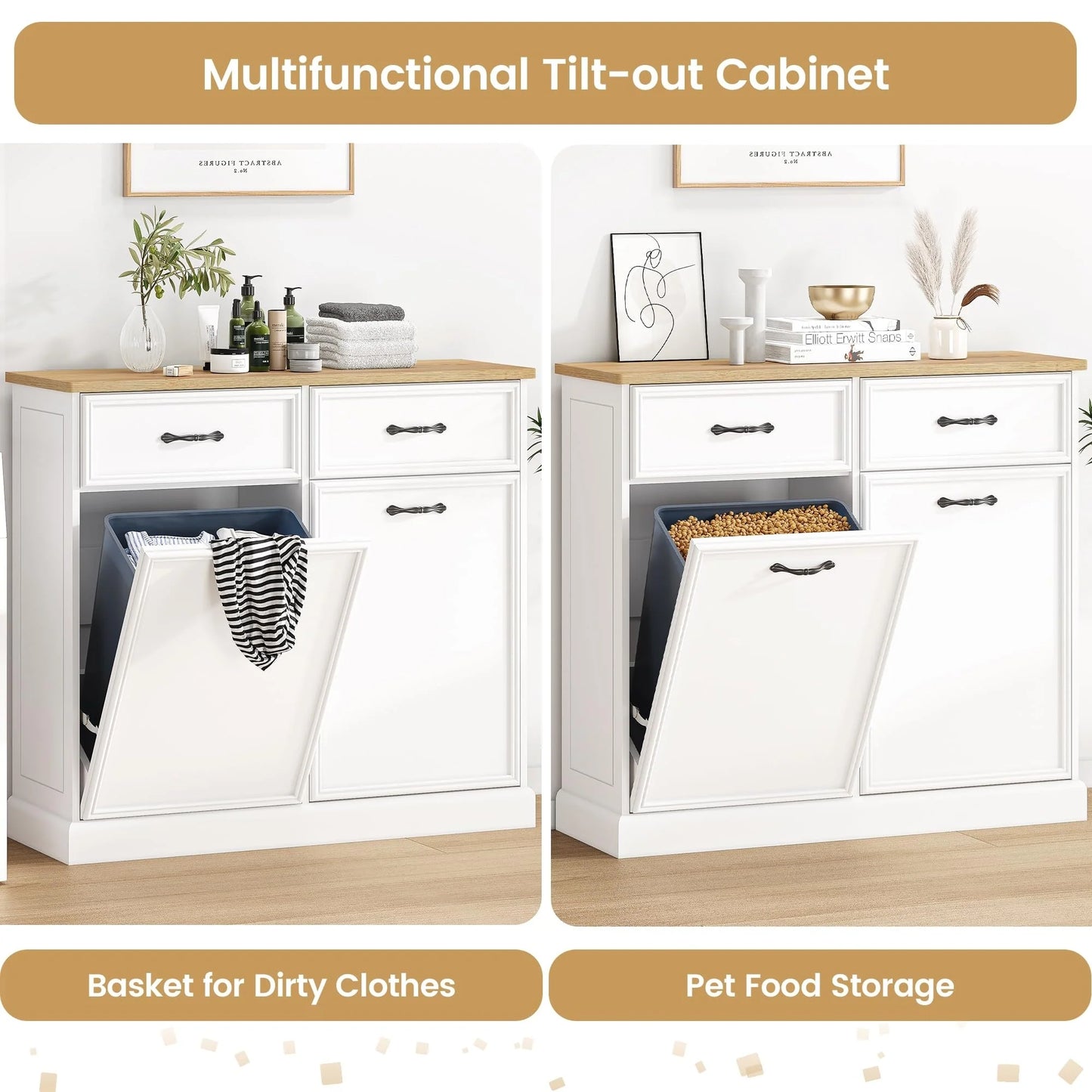 Kitchen Tilt Out Trash Can Cabinet with Drawer