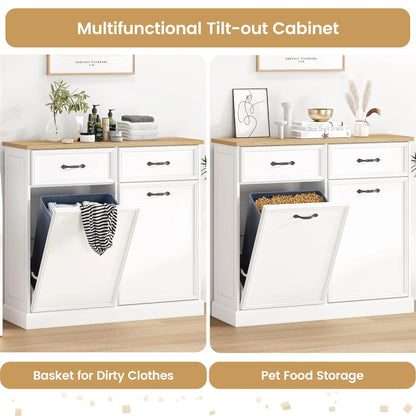 Kitchen Tilt Out Trash Can Cabinet with Drawer