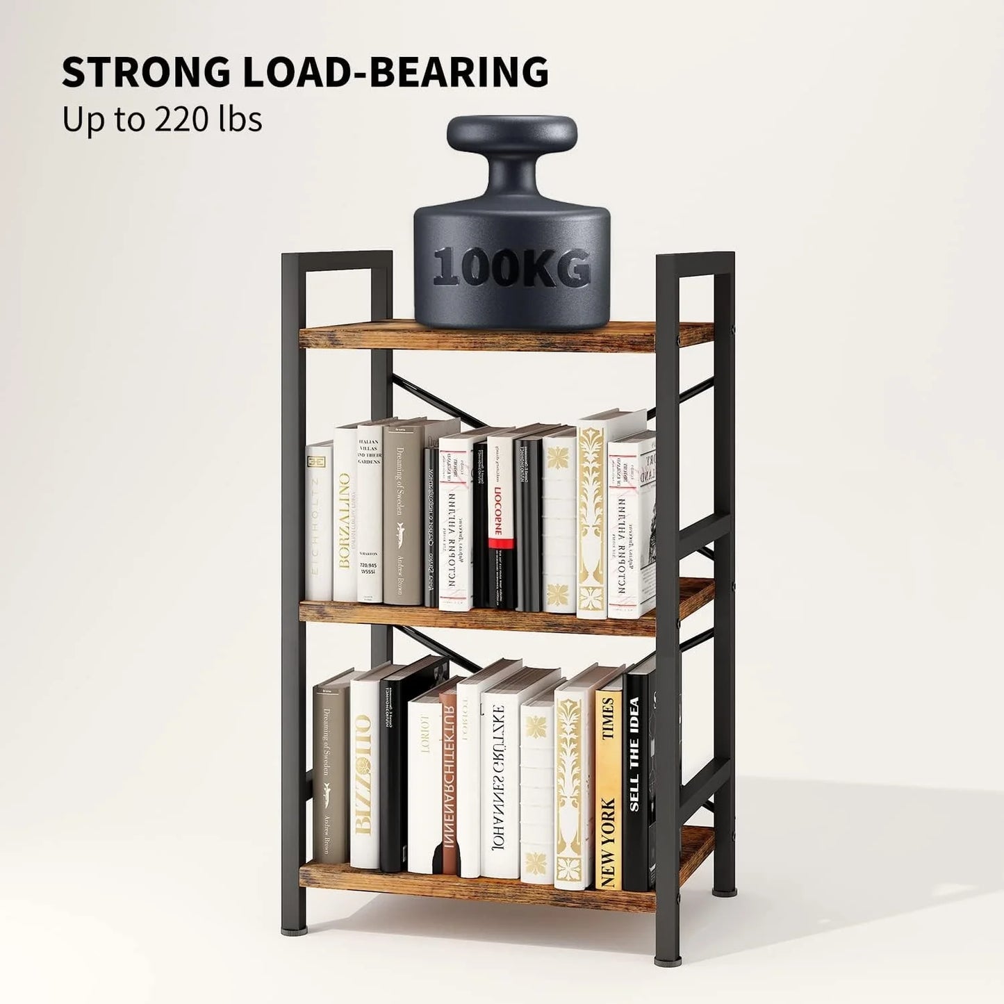 3 Tier Metal Industrial Small Bookcase