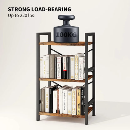 3 Tier Metal Industrial Small Bookcase