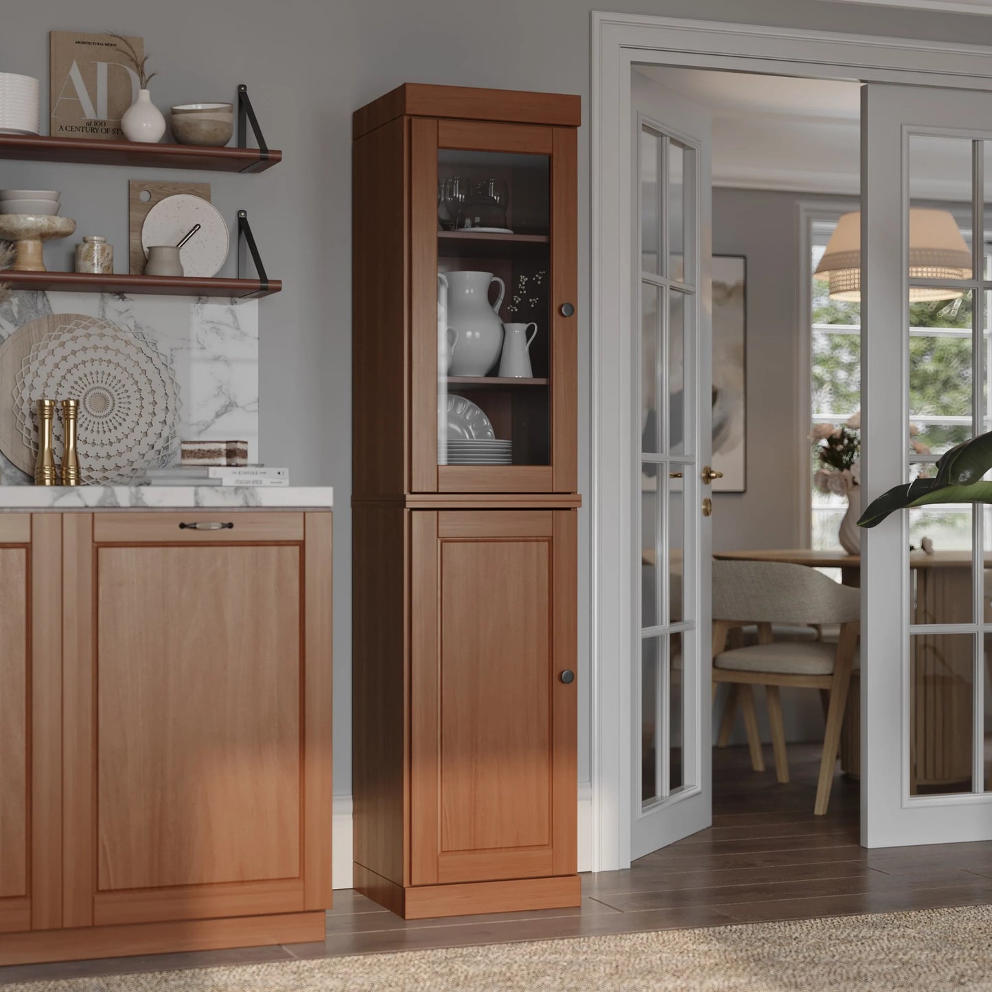 100% Solid Wood 16.5" Kitchen Pantry Cabinet with Doors by Palace Imports
