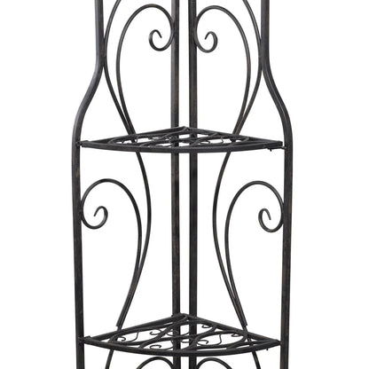 Metal Scroll Indoor Outdoor Arched Tall Folding Corner 4 Shelf Bakers Rack - Black - Roche River Decor