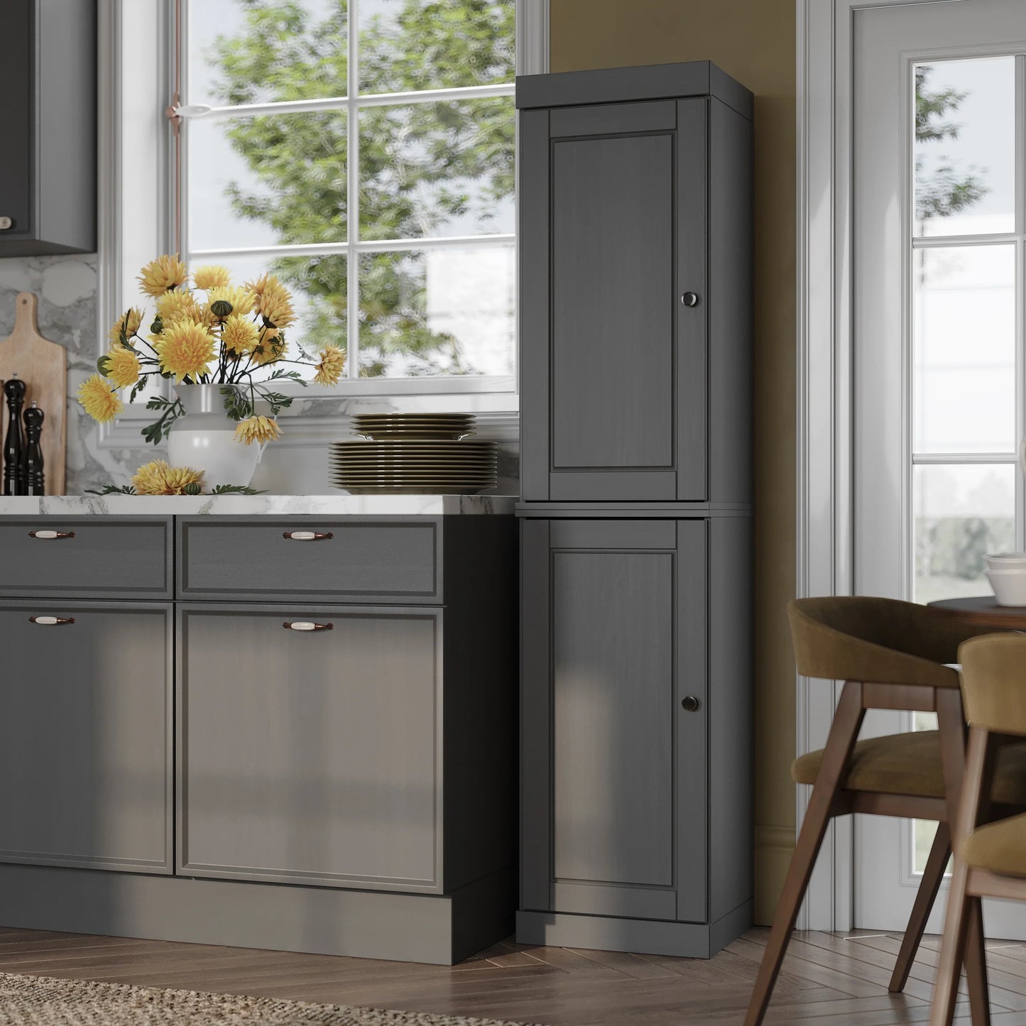 100% Solid Wood 16.5" Kitchen Pantry Cabinet with Doors by Palace Imports