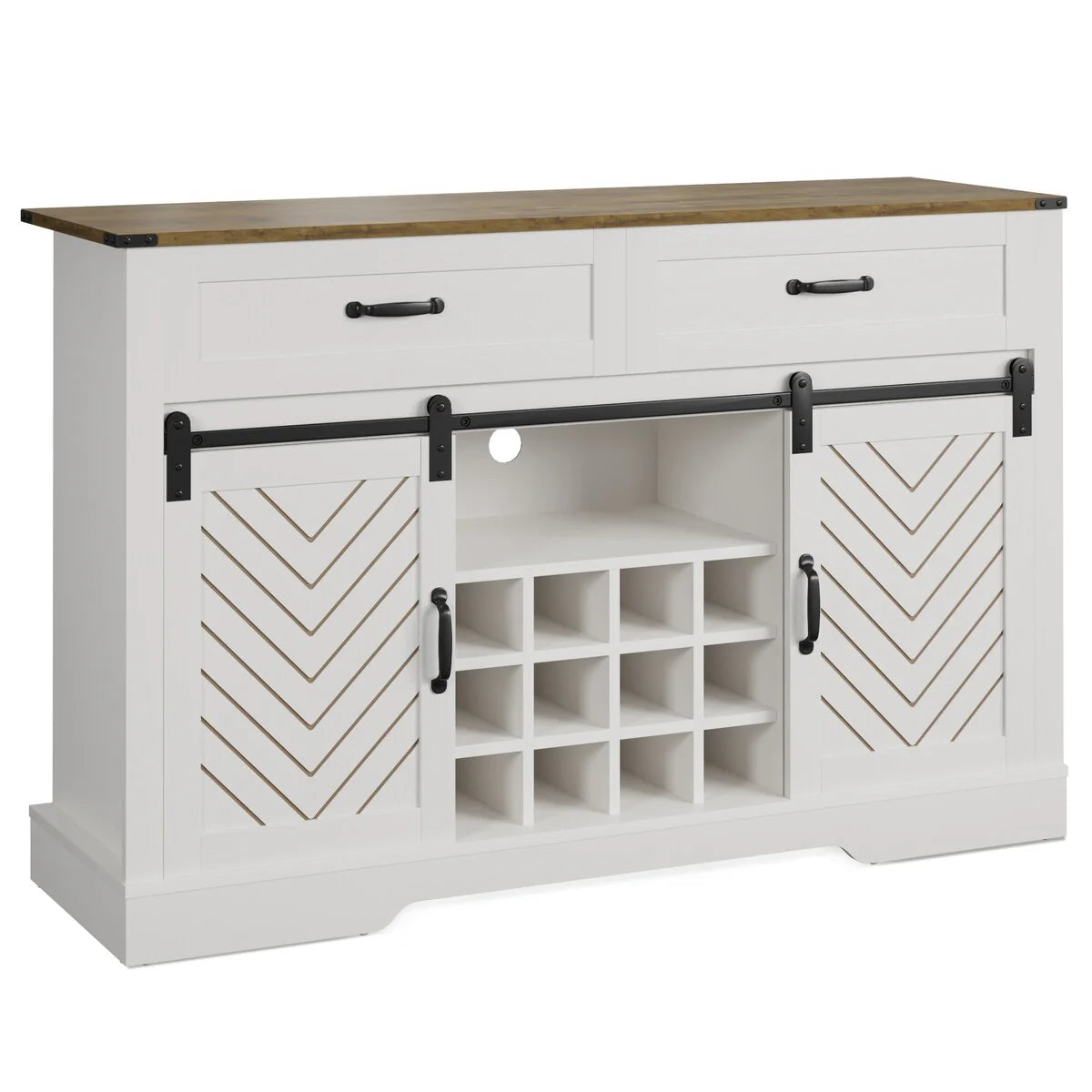 Royalcraft 51.96 Inch Bar Cabinet with Wine Rack and Large Storage
