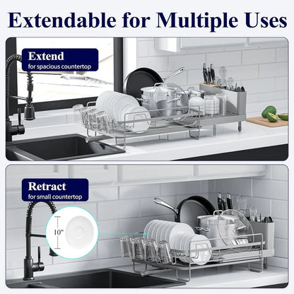 26.7'' Kitsure Large Dish Drying Rack - Extendable Dish Rack