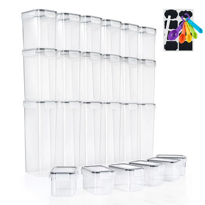 Sorbus Airtight Food Storage Containers with Labels, Marker & Measuring Spoons Kitchen Pantry Food Organizer - 24 Pack