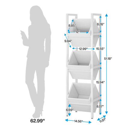 Vertical Standing Basket Storage Tower for Kitchen Bathroom Living Room