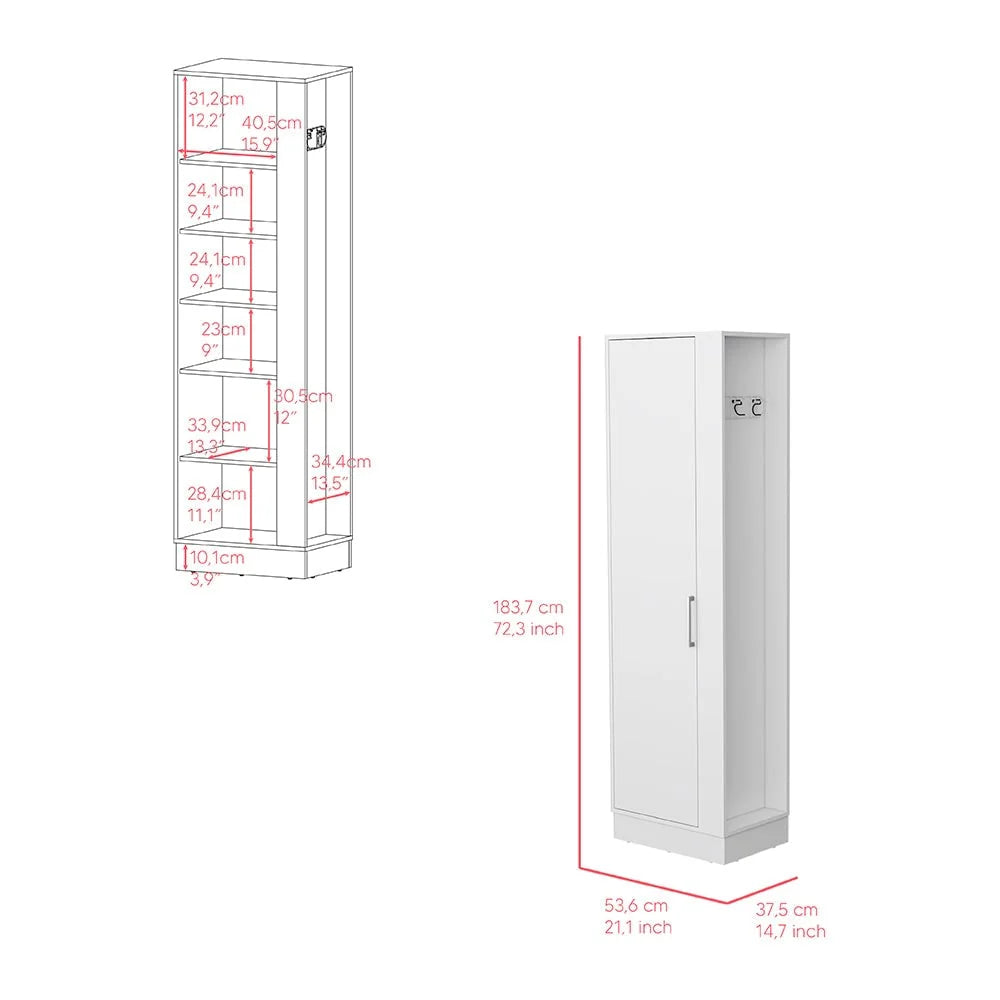 Lilo 72" Tall 6-Shelf Storage Cabinet Broom Closet - N/A