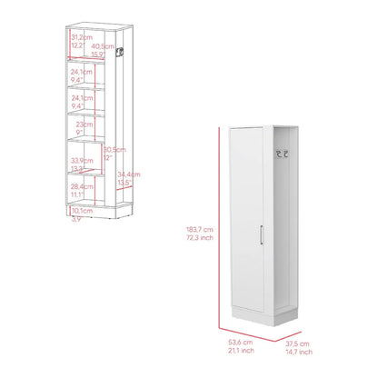Lilo 72" Tall 6-Shelf Storage Cabinet Broom Closet - N/A