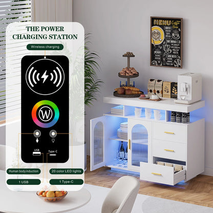 39''Wide Sideboard With LED Light - N/A