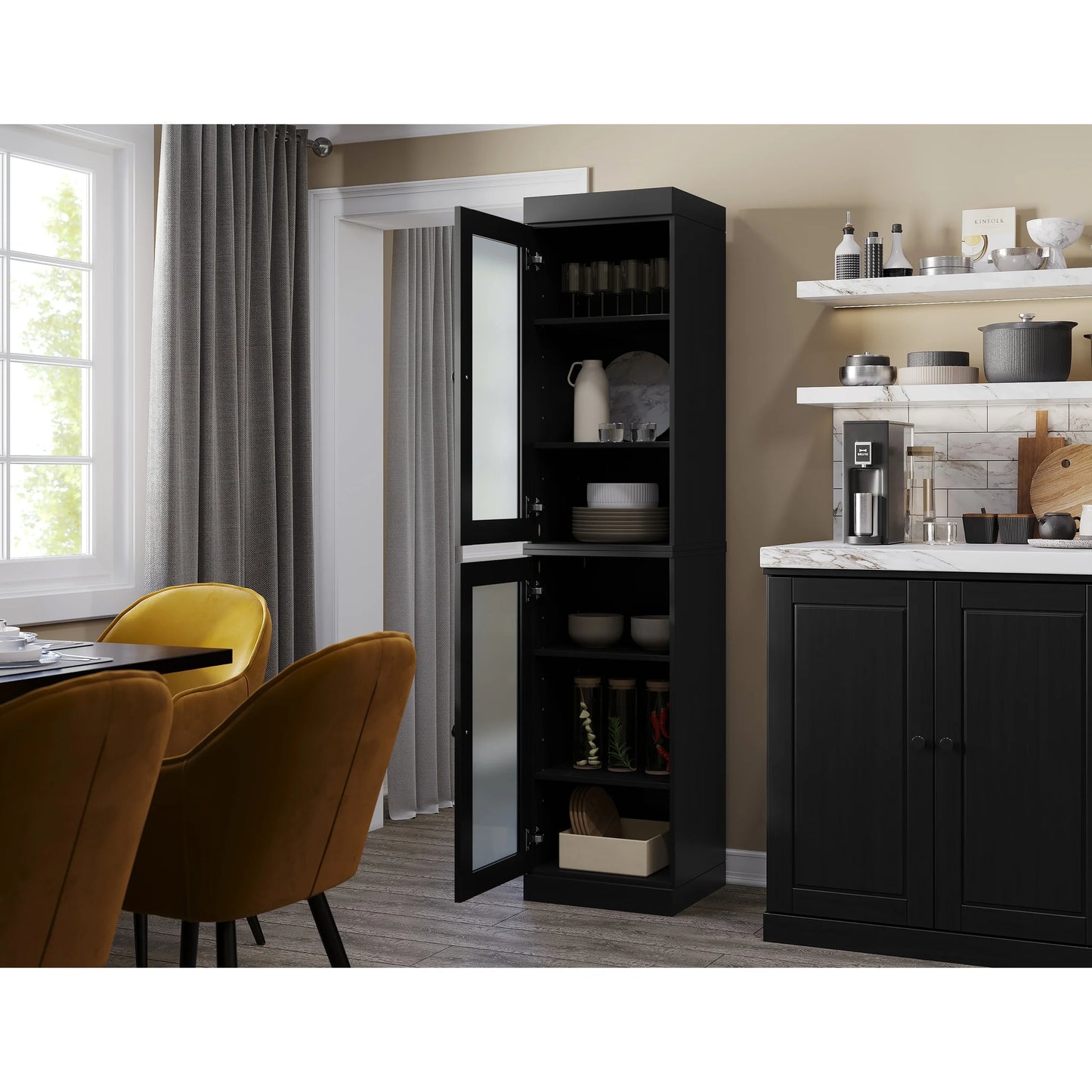 100% Solid Wood 16.5" Kitchen Pantry Cabinet with Doors by Palace Imports