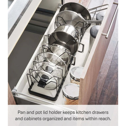 Yamazaki Home Adjustable Pot Lid Organizer, Steel - L 7.87 x W 17.72 x H 6.89 inches