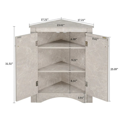Modern Stylish Triangle Corner Storage Cabinet with Two Adjustable Internal Shelves