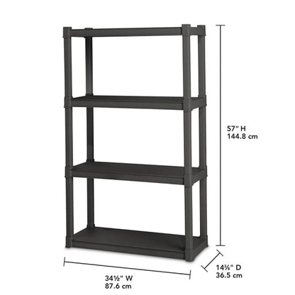 Sterilite Plastic Indoor Outdoor 4 Shelf Durable Shelving Unit, Gray, 2 Pack - 2-Pack